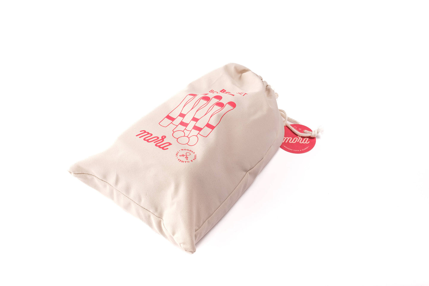 Klassisches Holz-Bowling-Set – 6 Kegel (24 cm) & Stoffbeutel | Handbemalt