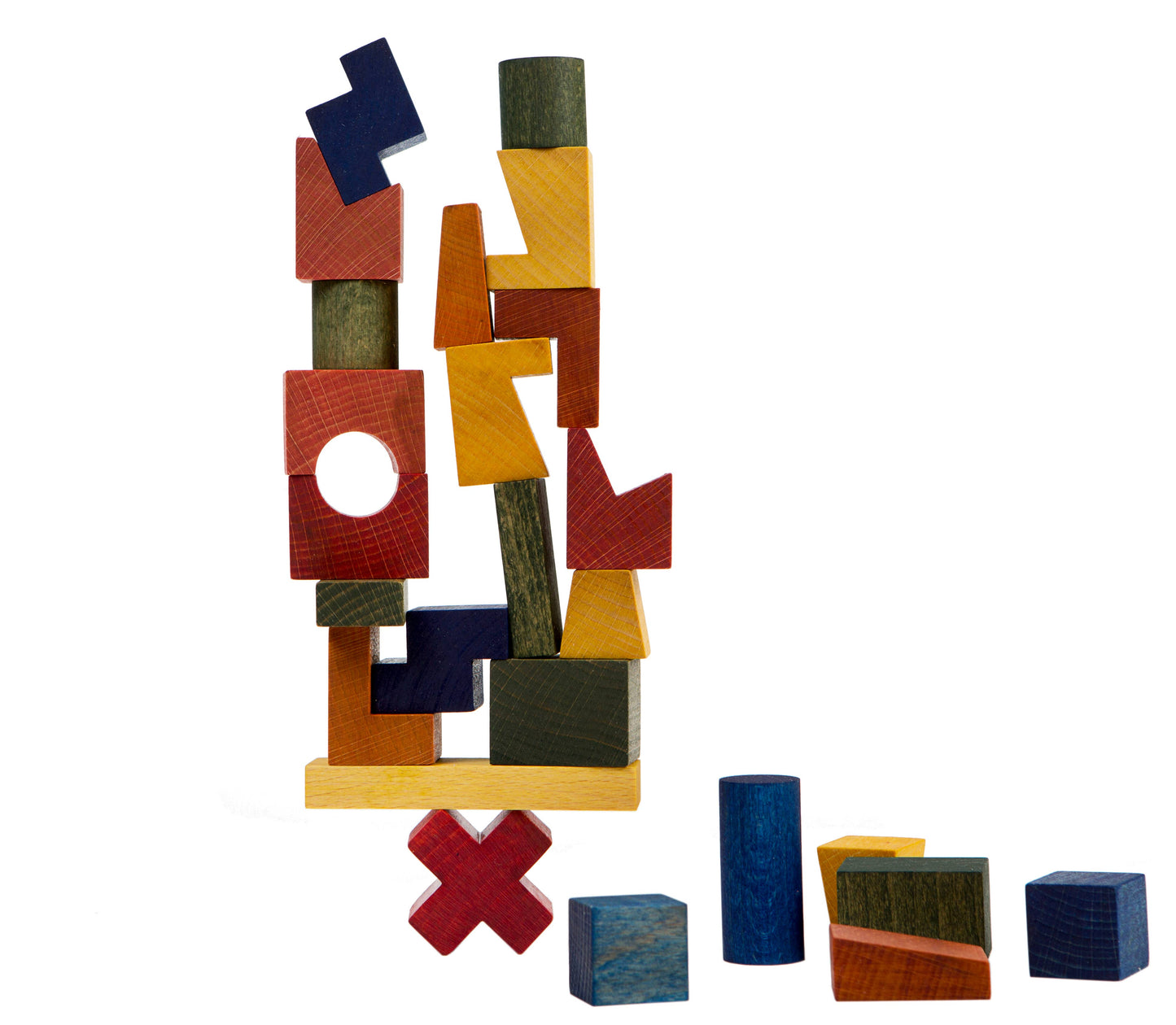 Stapelbarer Montessori-Spielzeugturm Regenbogen – Bausteine aus Holz